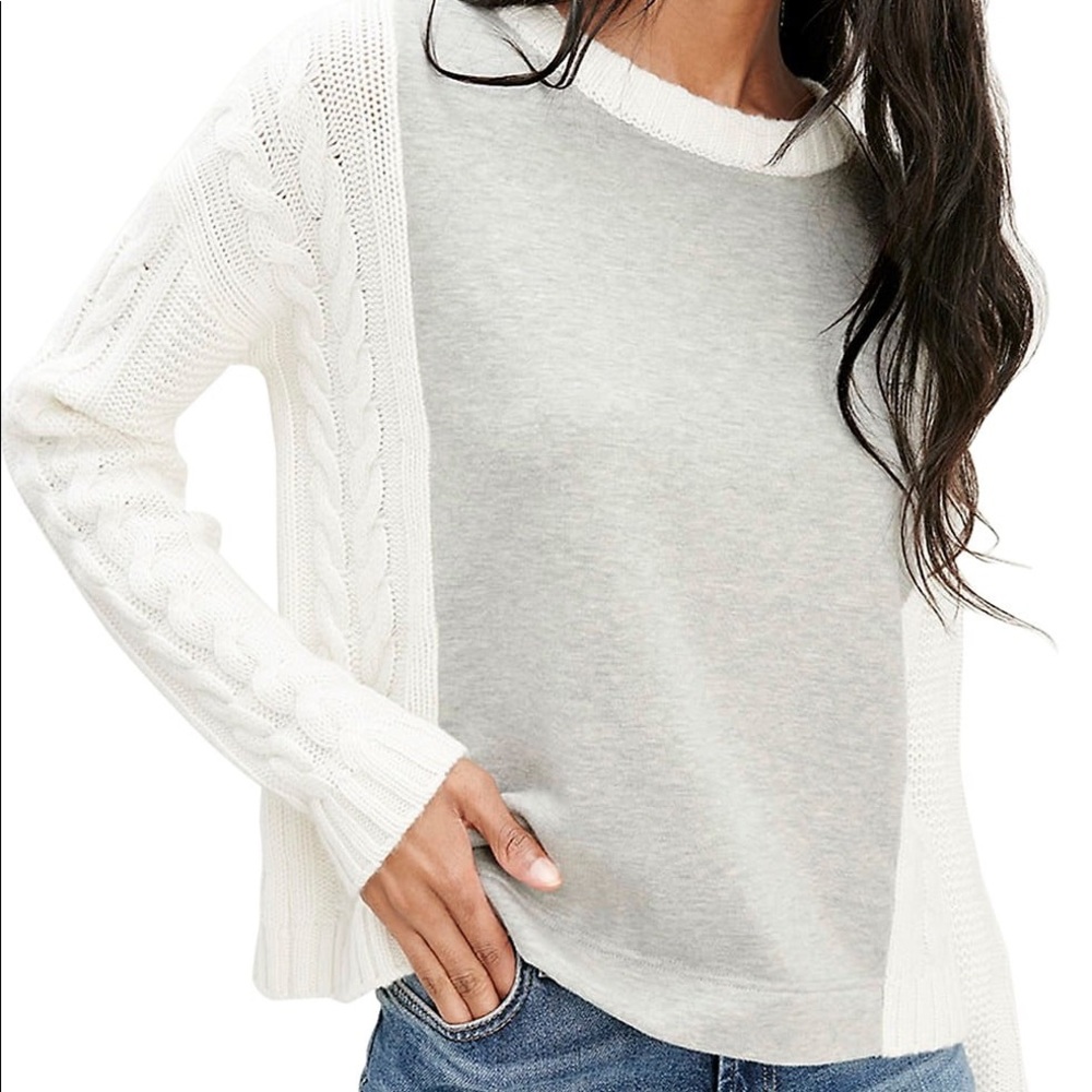 Splendid French Terry & Cable Knit Sweater